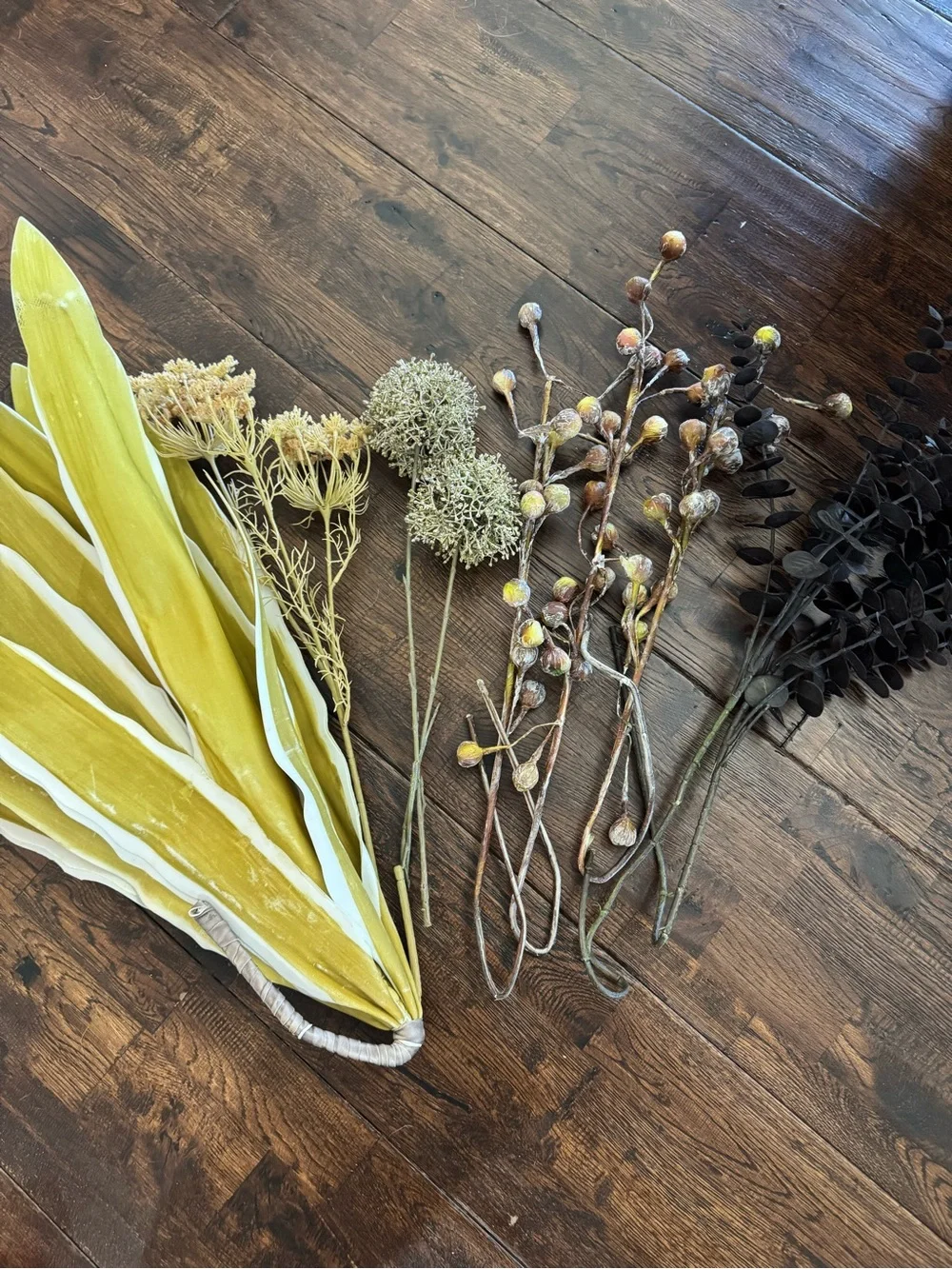 Black Tan Yellow & Green Decorative Dried Floral Bundle - Home Accents Decor